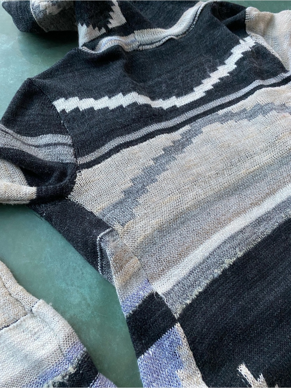Free People Long Black and Cream Knit Cardigan with Hoodie - Picture 10 of 12